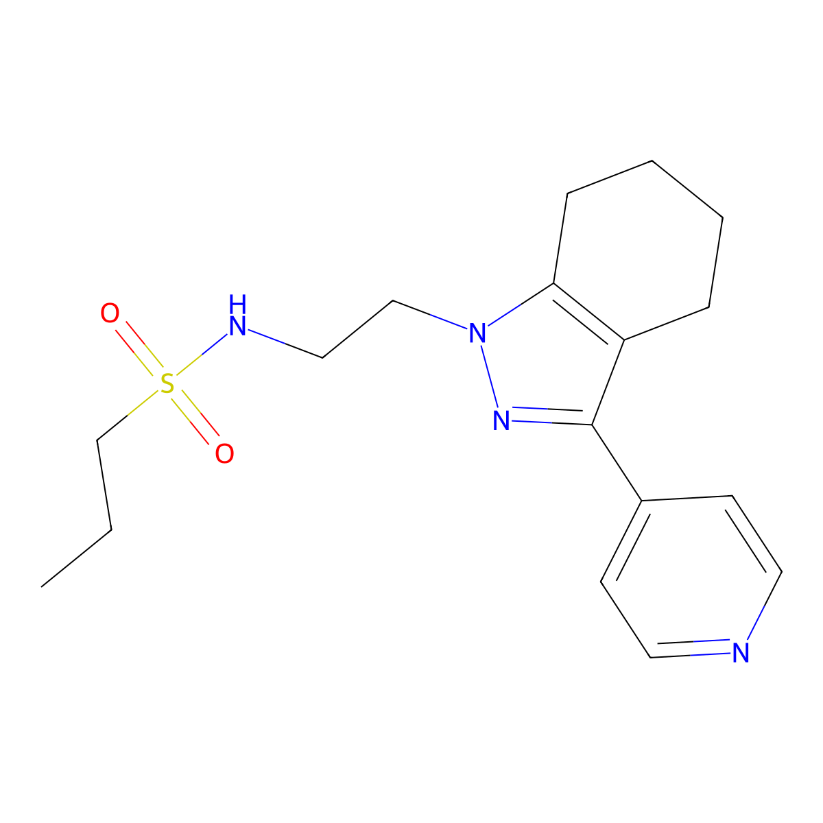 N-(2-(3-(pyridin-4-yl)-4,5,6,7-tetrahydro-1H-indazol-1-yl)ethyl)propane-1-sulfonamide molecular structure, CAS 1797715-58-2