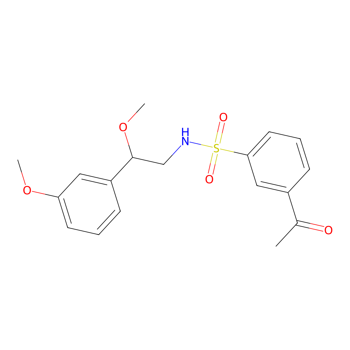 3-acetyl-N-(2-methoxy-2-(3-methoxyphenyl)ethyl)benzenesulfonamide molecular structure, CAS 1797715-60-6