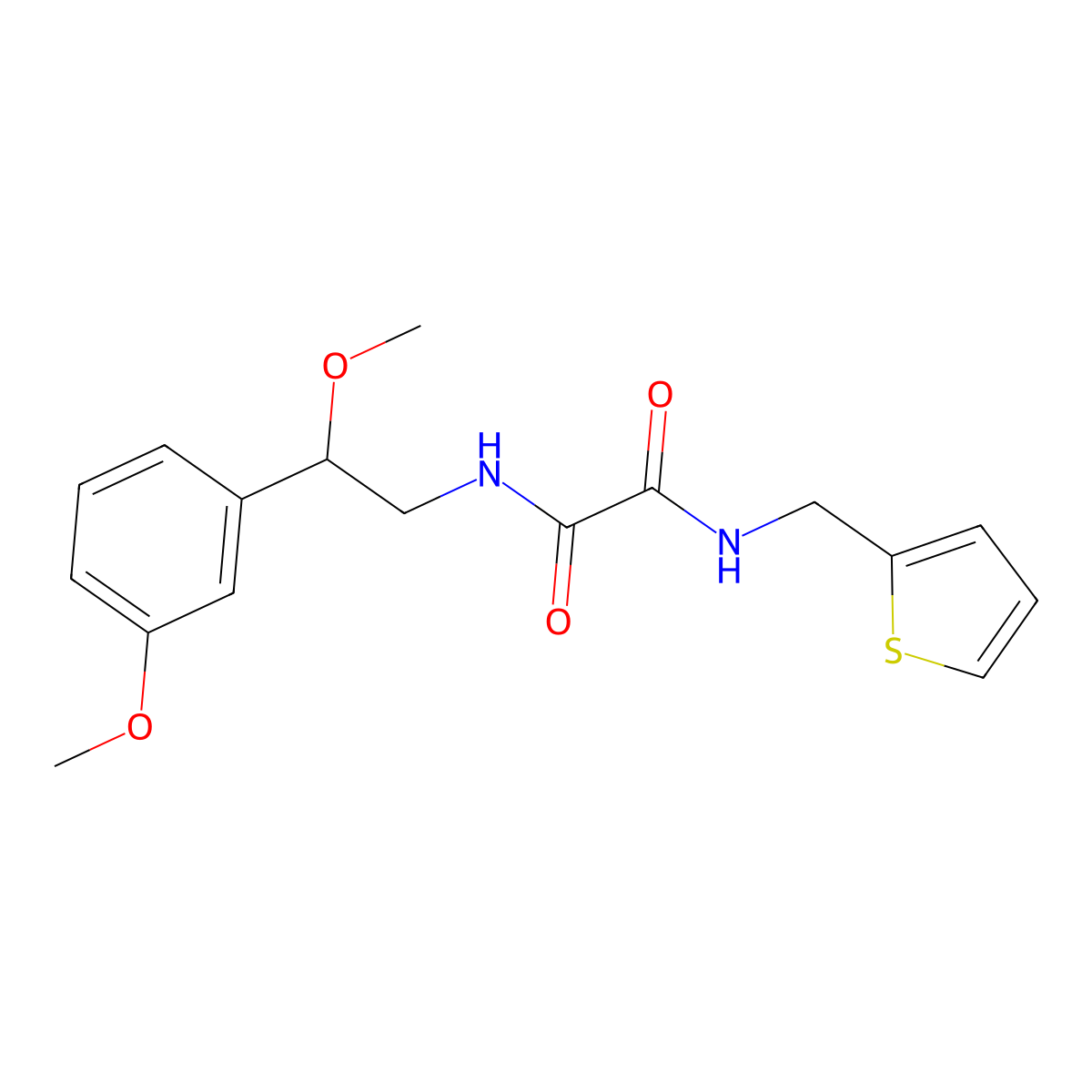 N1-(2-methoxy-2-(3-methoxyphenyl)ethyl)-N2-(thiophen-2-ylmethyl)oxalamide molecular structure, CAS 1797715-66-2