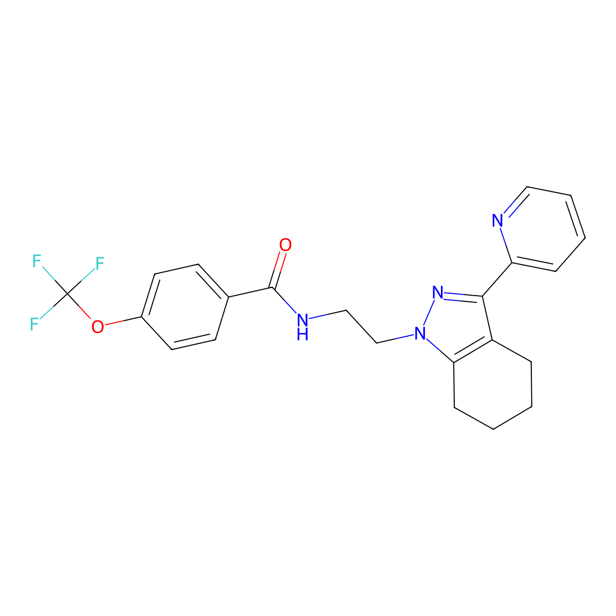 N-(2-(3-(pyridin-2-yl)-4,5,6,7-tetrahydro-1H-indazol-1-yl)ethyl)-4-(trifluoromethoxy)benzamide molecular structure, CAS 1797715-75-3