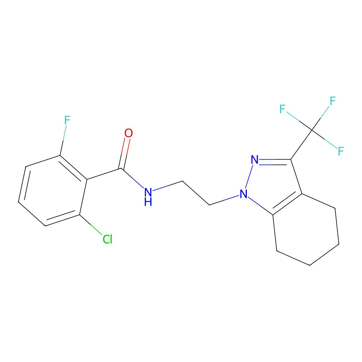 2-chloro-6-fluoro-N-{2-[3-(trifluoromethyl)-4,5,6,7-tetrahydro-1H-indazol-1-yl]ethyl}benzamide molecular structure, CAS 1797715-95-7