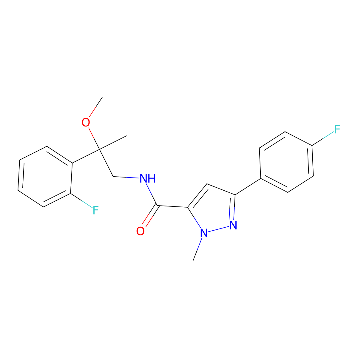 3-(4-fluorophenyl)-N-[2-(2-fluorophenyl)-2-methoxypropyl]-1-methyl-1H-pyrazole-5-carboxamide molecular structure, CAS 1797716-17-6