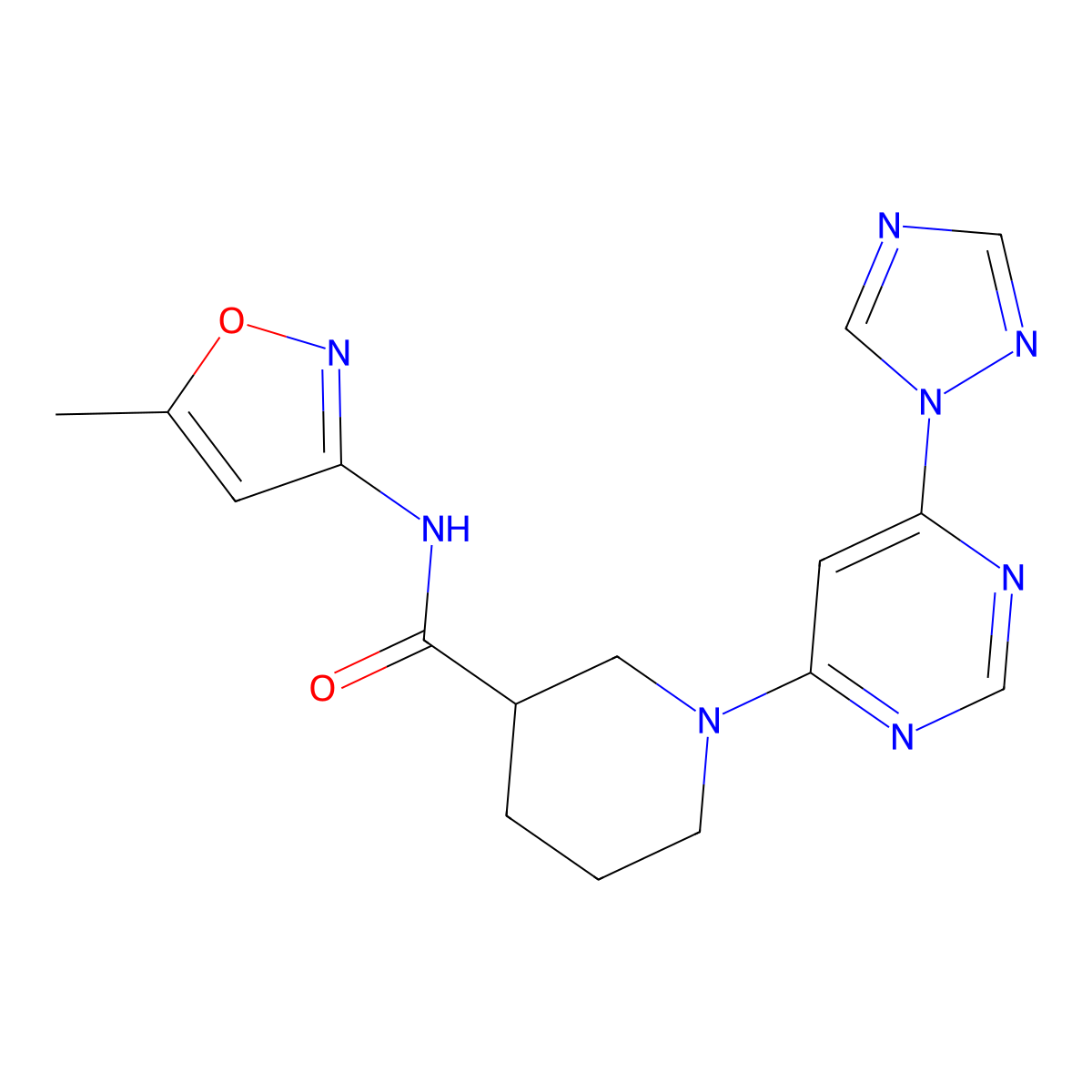 1-(6-(1H-1,2,4-triazol-1-yl)pyrimidin-4-yl)-N-(5-methylisoxazol-3-yl)piperidine-3-carboxamide molecular structure, CAS 1797717-47-5