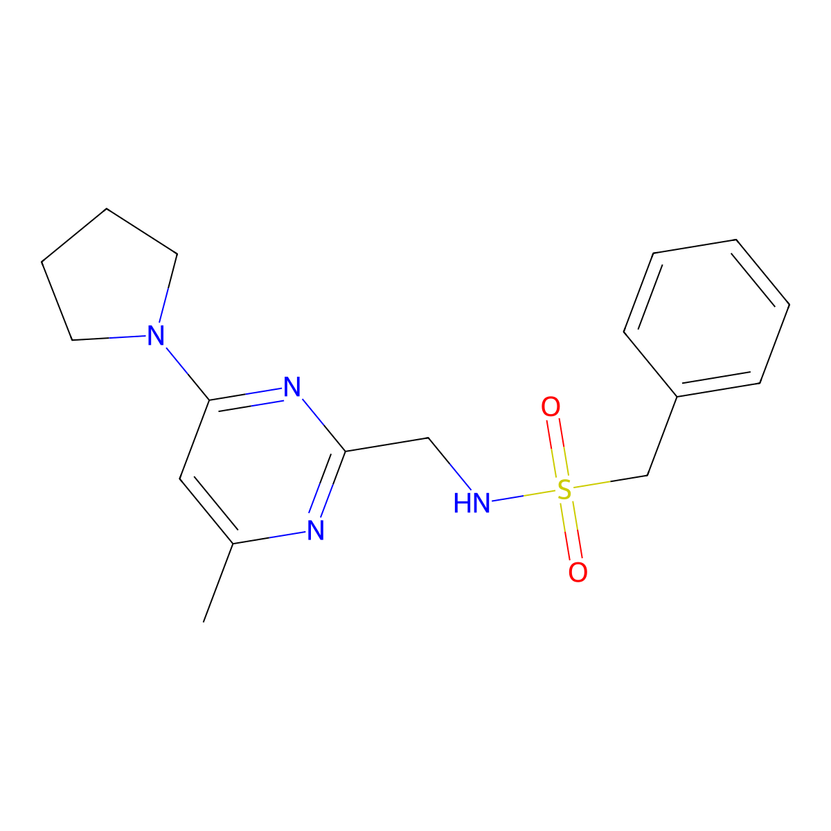 N-{[4-Methyl-6-(pyrrolidin-1-YL)pyrimidin-2-YL]methyl}-1-phenylmethanesulfonamide molecular structure, CAS 1797717-62-4