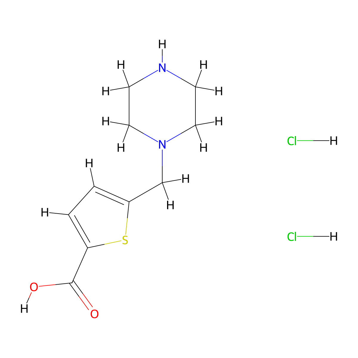 5-(Piperazin-1-ylmethyl)thiophene-2-carboxylic acid dihydrochloride molecular structure, CAS 1797717-71-5