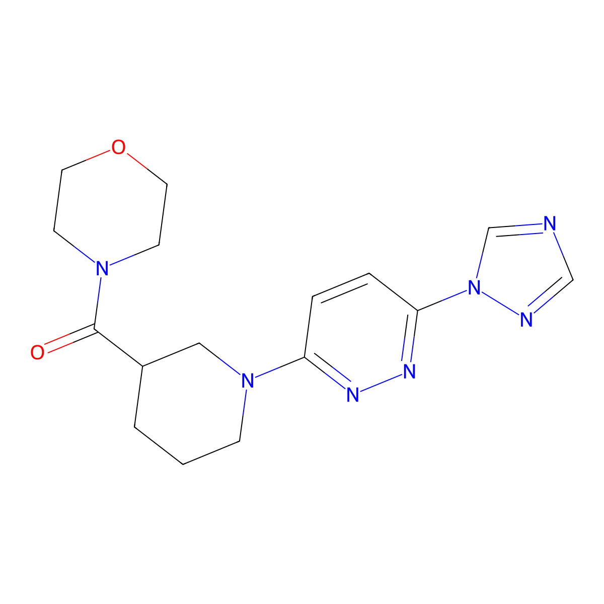 (1-(6-(1H-1,2,4-triazol-1-yl)pyridazin-3-yl)piperidin-3-yl)(morpholino)methanone molecular structure, CAS 1797717-81-7