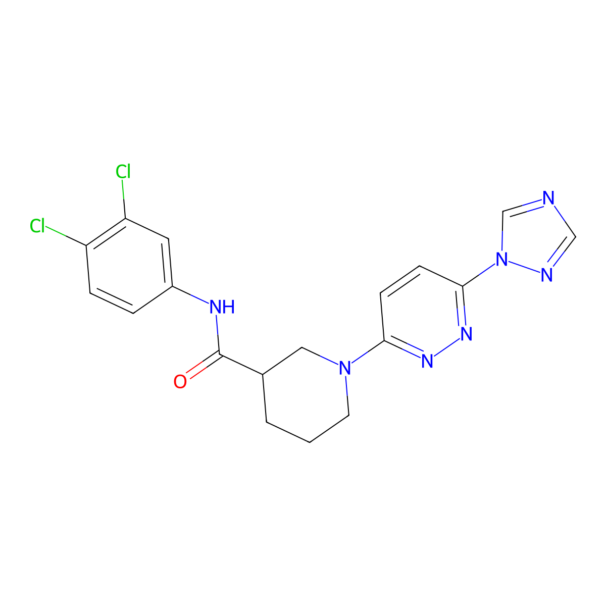 1-(6-(1H-1,2,4-triazol-1-yl)pyridazin-3-yl)-N-(3,4-dichlorophenyl)piperidine-3-carboxamide molecular structure, CAS 1797717-89-5