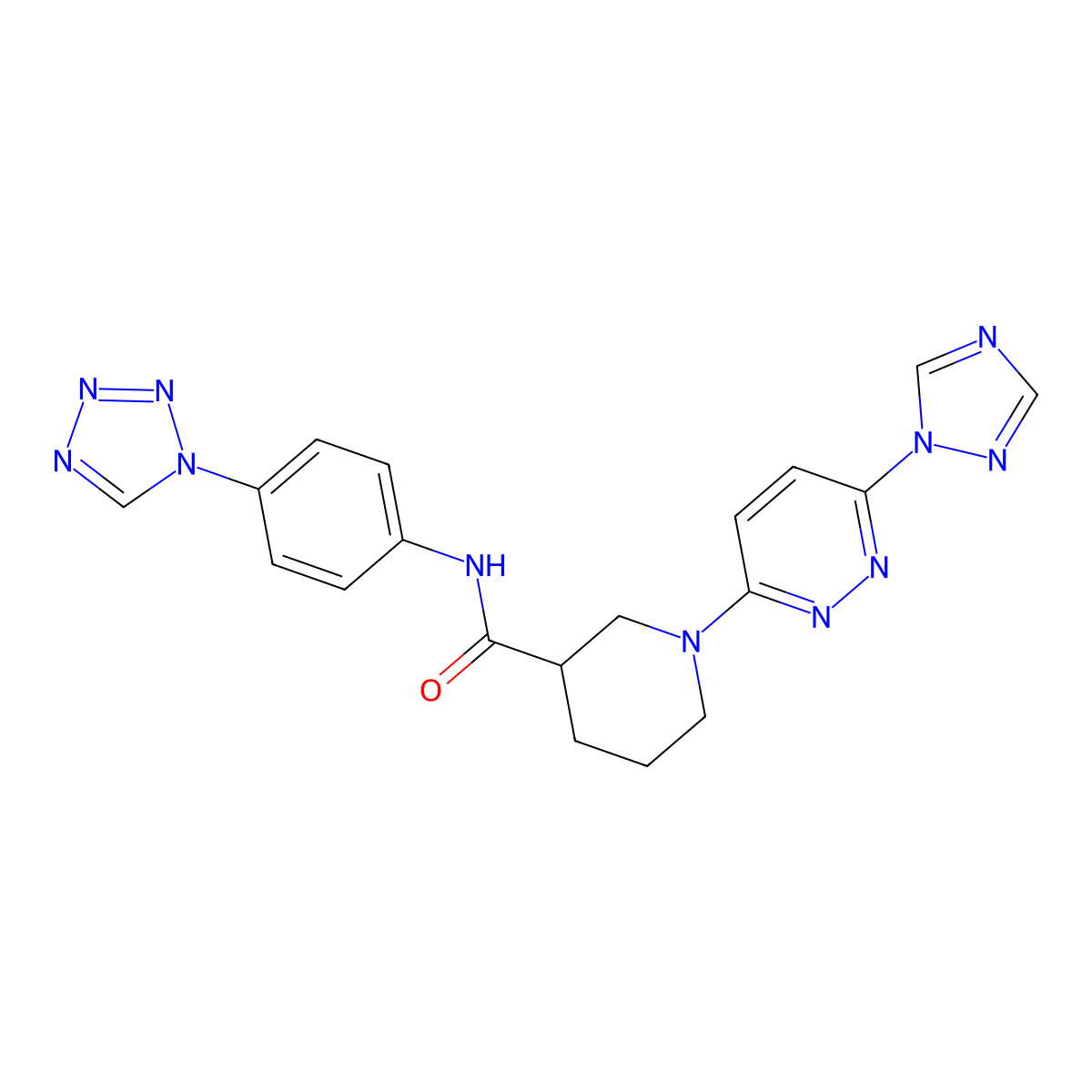 1-(6-(1H-1,2,4-triazol-1-yl)pyridazin-3-yl)-N-(4-(1H-tetrazol-1-yl)phenyl)piperidine-3-carboxamide molecular structure, CAS 1797717-95-3
