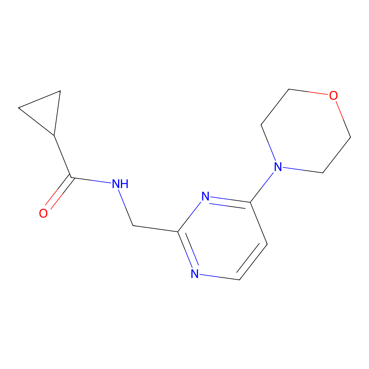 N-((4-morpholinopyrimidin-2-yl)methyl)cyclopropanecarboxamide molecular structure, CAS 1797718-11-6