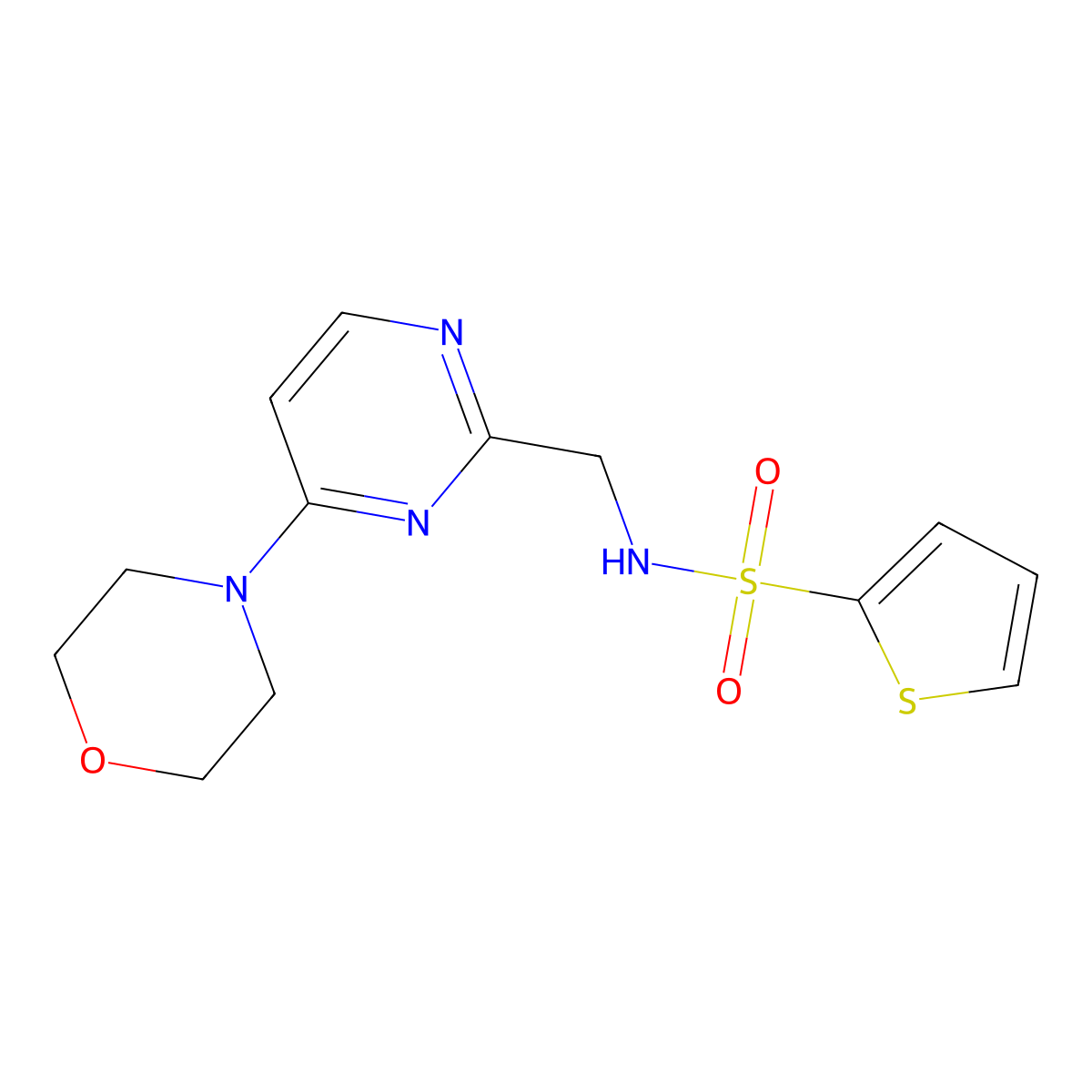 N-((4-morpholinopyrimidin-2-yl)methyl)thiophene-2-sulfonamide molecular structure, CAS 1797718-29-6