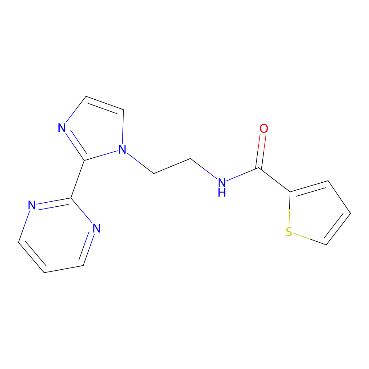 N-(2-(2-(pyrimidin-2-yl)-1H-imidazol-1-yl)ethyl)thiophene-2-carboxamide molecular structure, CAS 1797718-34-3