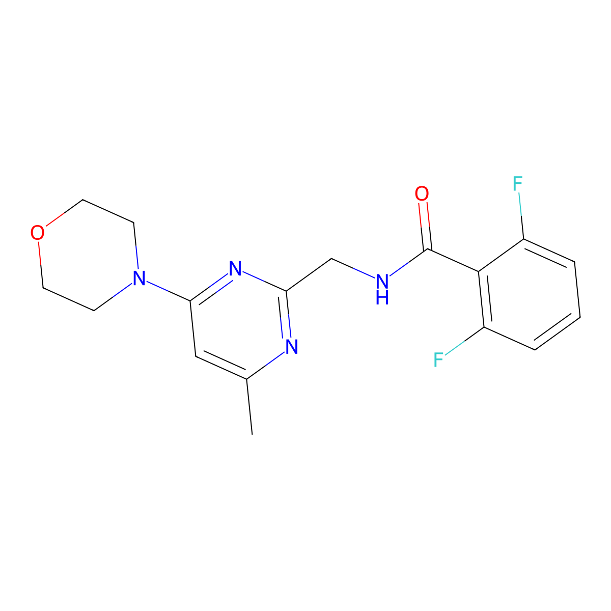2,6-difluoro-N-((4-methyl-6-morpholinopyrimidin-2-yl)methyl)benzamide molecular structure, CAS 1797718-38-7