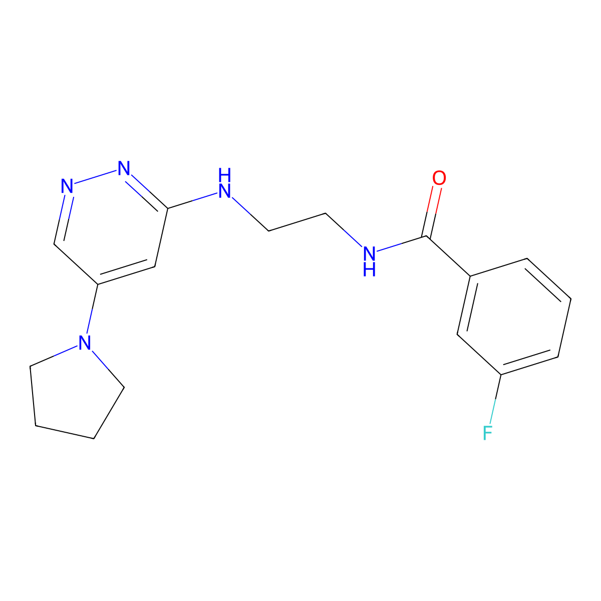 3-Fluoro-N-(2-{[5-(pyrrolidin-1-YL)pyridazin-3-YL]amino}ethyl)benzamide molecular structure, CAS 1797718-49-0