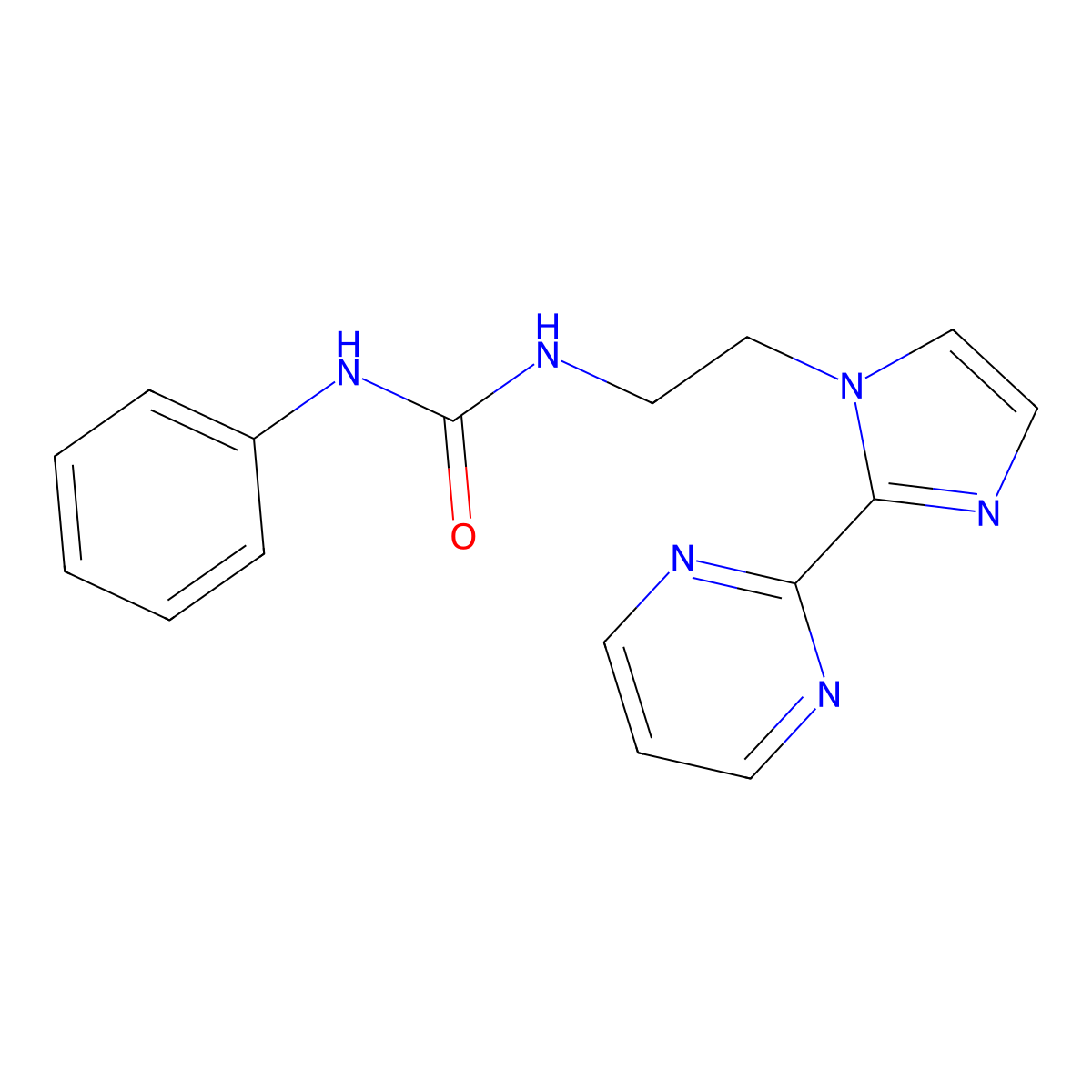 1-phenyl-3-(2-(2-(pyrimidin-2-yl)-1H-imidazol-1-yl)ethyl)urea molecular structure, CAS 1797718-54-7