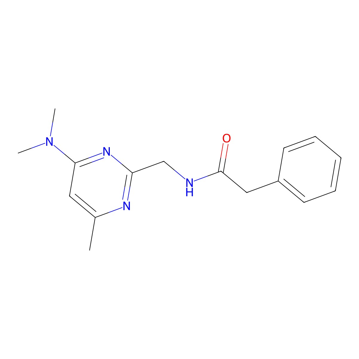 N-{[4-(dimethylamino)-6-methylpyrimidin-2-yl]methyl}-2-phenylacetamide molecular structure, CAS 1797718-61-6