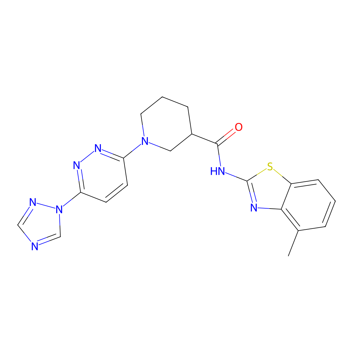 1-(6-(1H-1,2,4-triazol-1-yl)pyridazin-3-yl)-N-(4-methylbenzo[d]thiazol-2-yl)piperidine-3-carboxamide molecular structure, CAS 1797718-64-9
