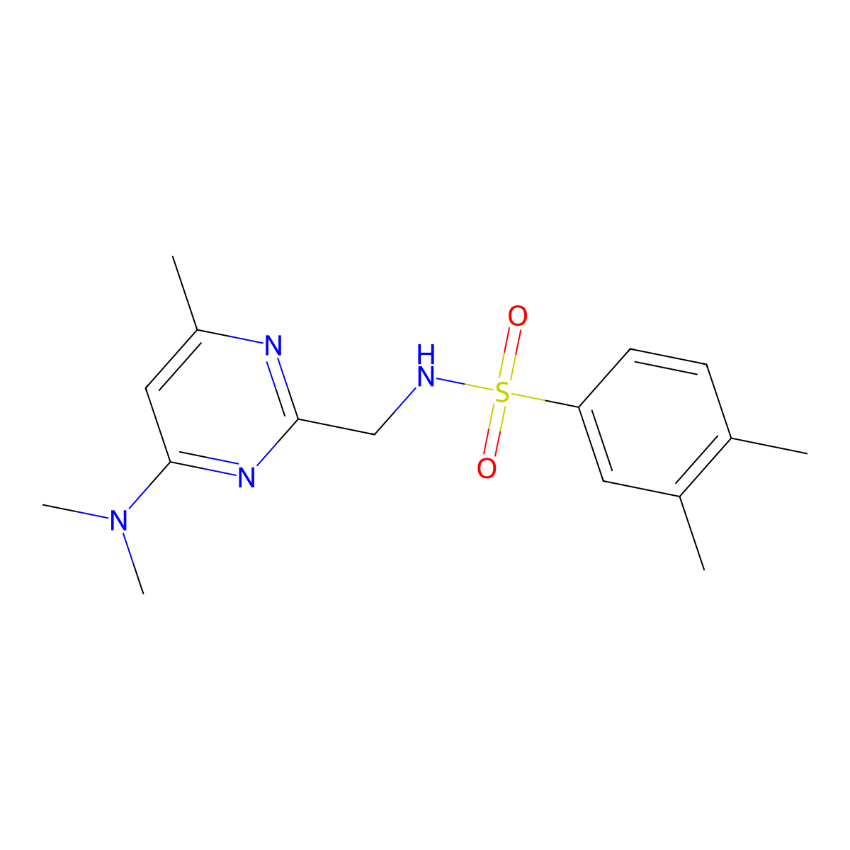 N-((4-(dimethylamino)-6-methylpyrimidin-2-yl)methyl)-3,4-dimethylbenzenesulfonamide molecular structure, CAS 1797718-65-0