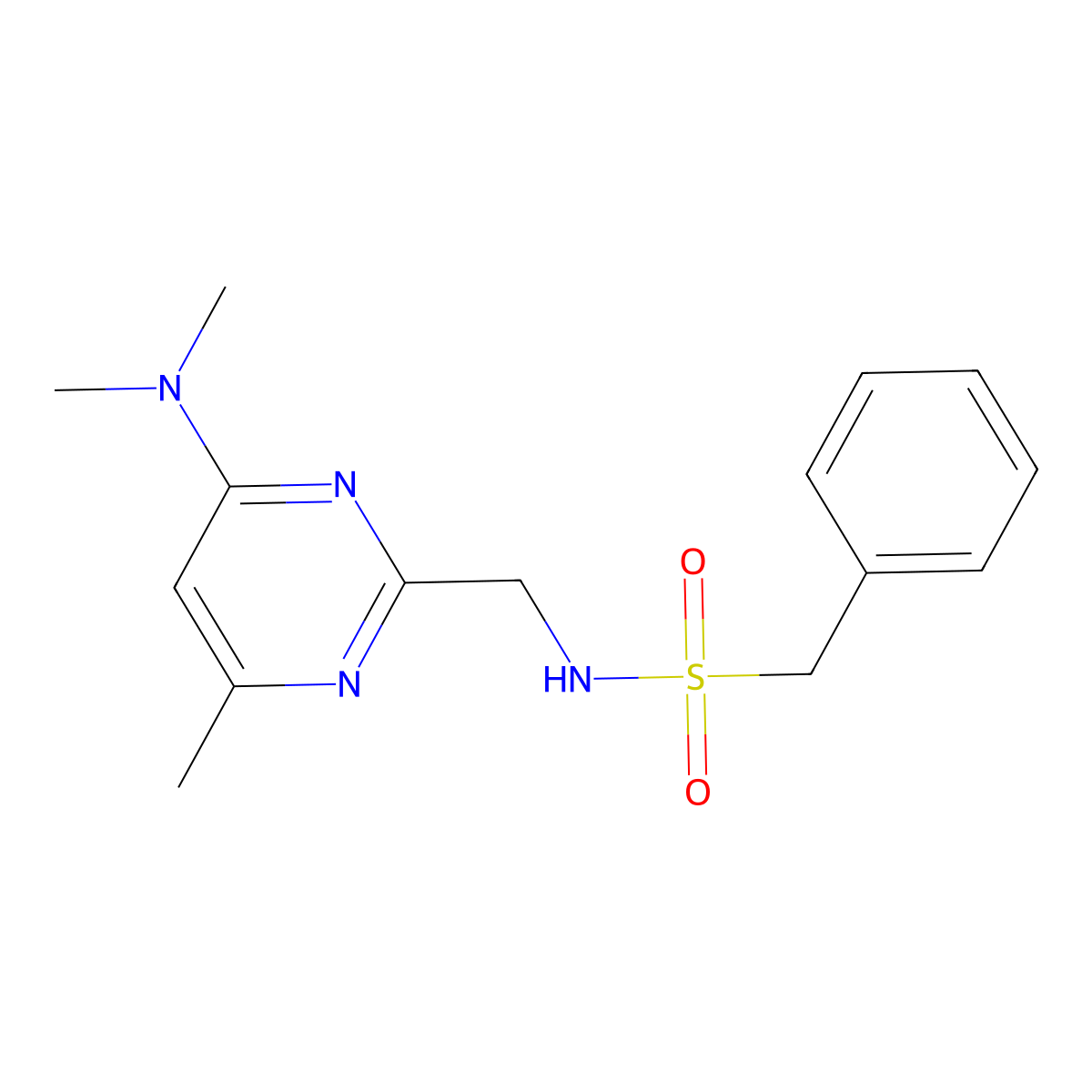 N-{[4-(dimethylamino)-6-methylpyrimidin-2-yl]methyl}-1-phenylmethanesulfonamide molecular structure, CAS 1797718-69-4