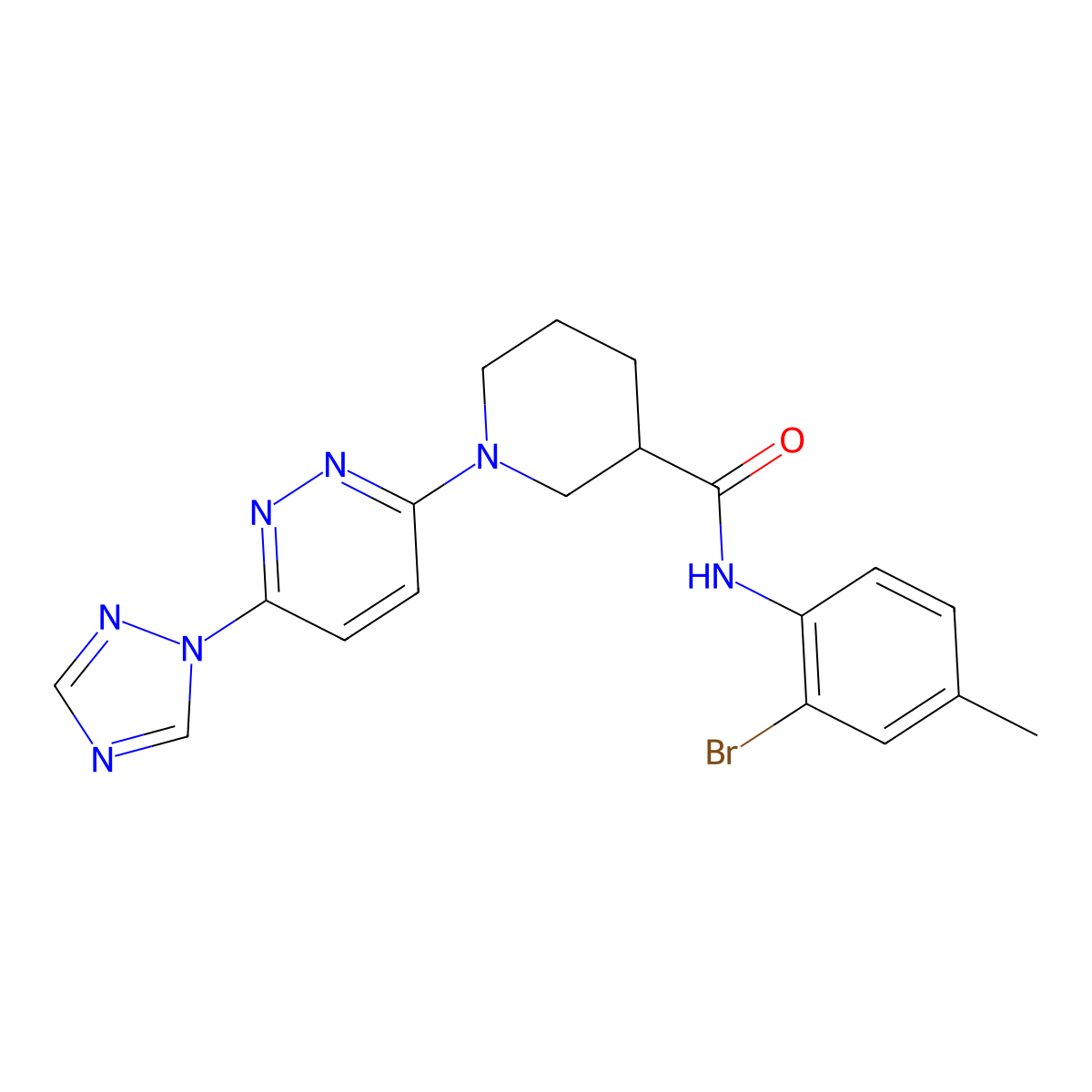 1-(6-(1H-1,2,4-triazol-1-yl)pyridazin-3-yl)-N-(2-bromo-4-methylphenyl)piperidine-3-carboxamide molecular structure, CAS 1797718-72-9