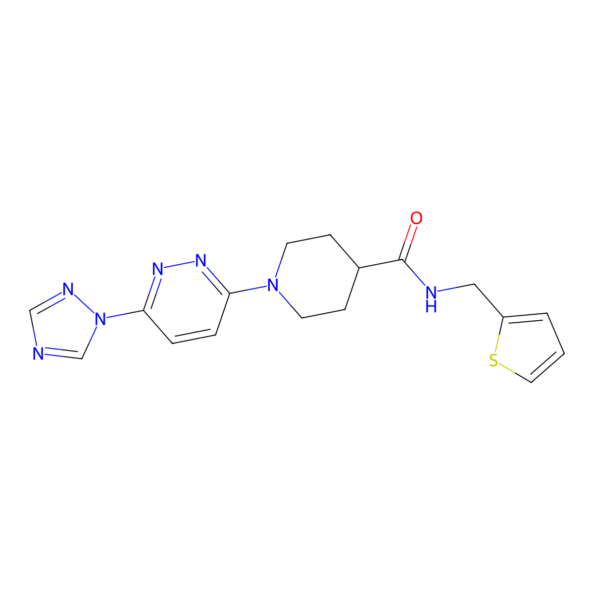 1-(6-(1H-1,2,4-triazol-1-yl)pyridazin-3-yl)-N-(thiophen-2-ylmethyl)piperidine-4-carboxamide molecular structure, CAS 1797718-86-5