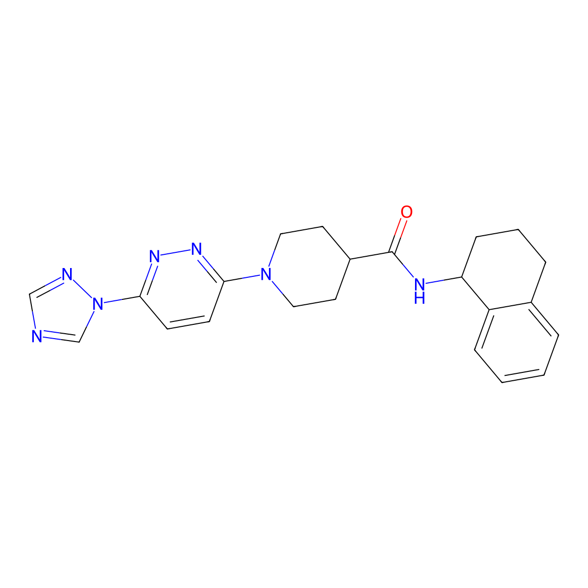 1-(6-(1H-1,2,4-triazol-1-yl)pyridazin-3-yl)-N-(1,2,3,4-tetrahydronaphthalen-1-yl)piperidine-4-carboxamide molecular structure, CAS 1797718-92-3