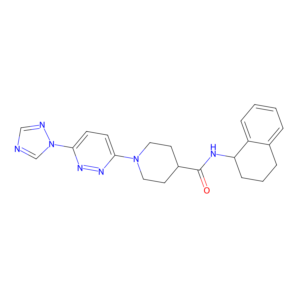 1-(6-(1H-1,2,4-triazol-1-yl)pyridazin-3-yl)-N-(1,2,3,4-tetrahydronaphthalen-1-yl)piperidine-4-carboxamide molecular structure, CAS 1797718-92-3