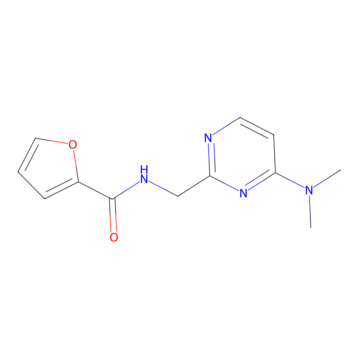 N-((4-(dimethylamino)pyrimidin-2-yl)methyl)furan-2-carboxamide molecular structure, CAS 1797718-95-6