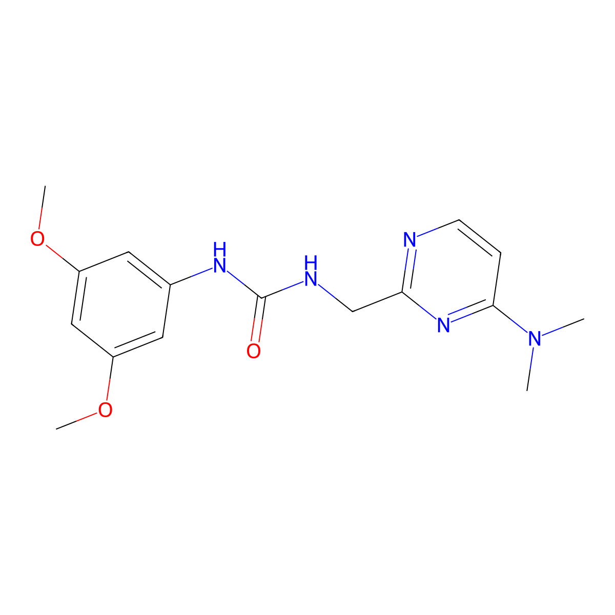 1-(3,5-Dimethoxyphenyl)-3-{[4-(dimethylamino)pyrimidin-2-yl]methyl}urea molecular structure, CAS 1797719-14-2