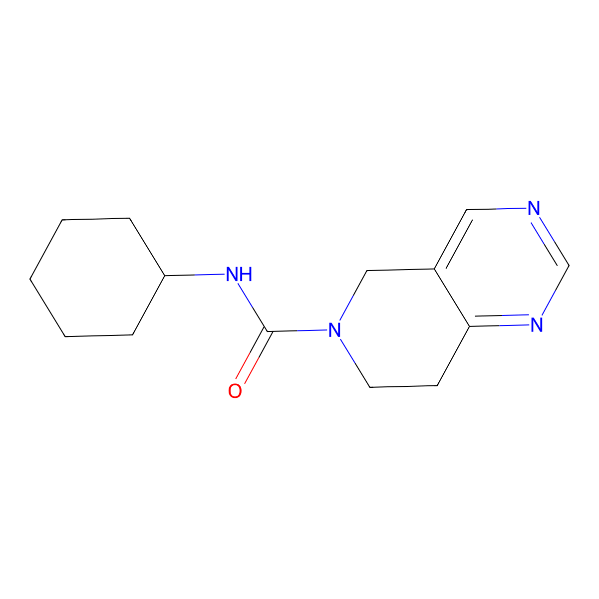 N-cyclohexyl-7,8-dihydropyrido[4,3-d]pyrimidine-6(5H)-carboxamide molecular structure, CAS 1797719-21-1