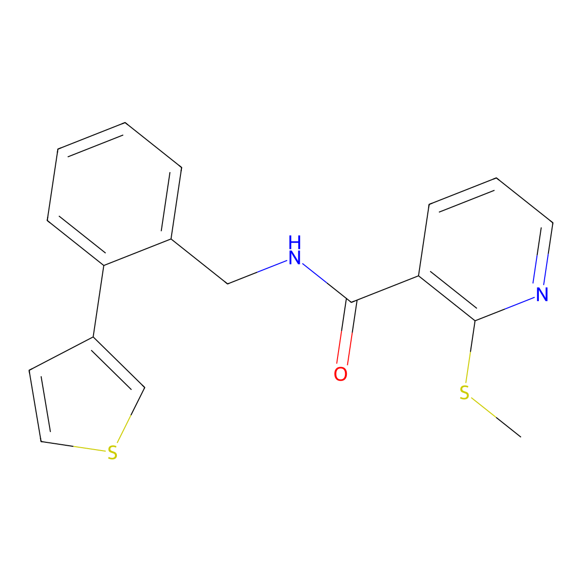 2-(methylthio)-N-(2-(thiophen-3-yl)benzyl)nicotinamide molecular structure, CAS 1797719-28-8