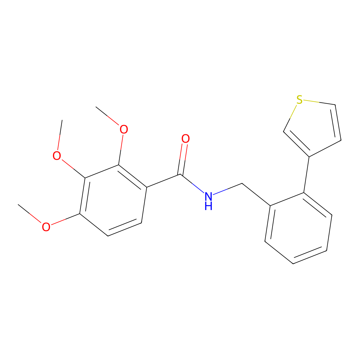 2,3,4-trimethoxy-N-(2-(thiophen-3-yl)benzyl)benzamide molecular structure, CAS 1797719-45-9