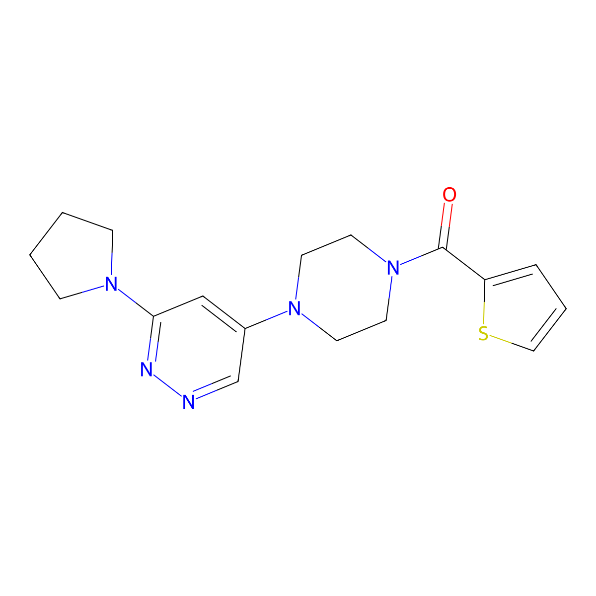 (4-(6-(Pyrrolidin-1-yl)pyridazin-4-yl)piperazin-1-yl)(thiophen-2-yl)methanone molecular structure, CAS 1797719-59-5