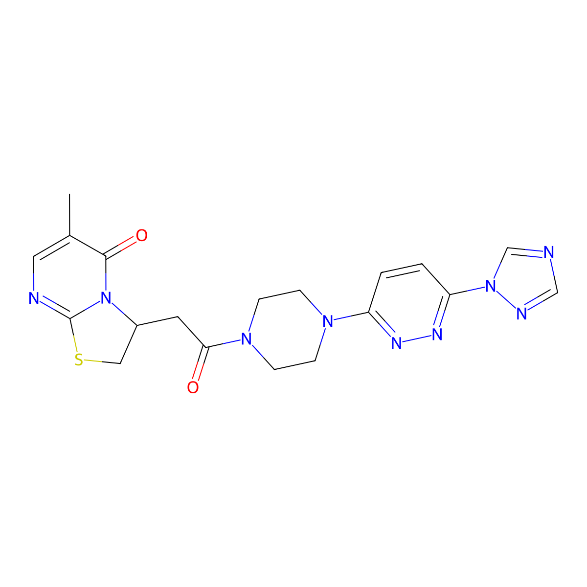 3-(2-(4-(6-(1H-1,2,4-triazol-1-yl)pyridazin-3-yl)piperazin-1-yl)-2-oxoethyl)-6-methyl-2H-thiazolo[3,2-a]pyrimidin-5(3H)-one molecular structure, CAS 1797719-65-3