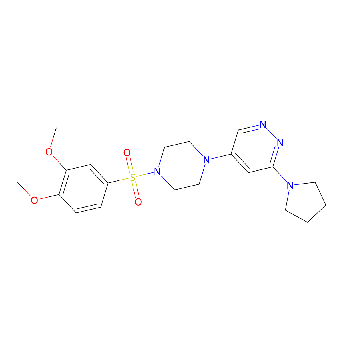 5-(4-((3,4-Dimethoxyphenyl)sulfonyl)piperazin-1-yl)-3-(pyrrolidin-1-yl)pyridazine molecular structure, CAS 1797719-78-8