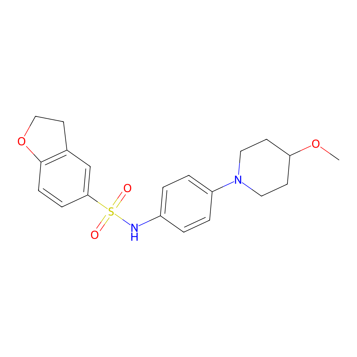 N-(4-(4-methoxypiperidin-1-yl)phenyl)-2,3-dihydrobenzofuran-5-sulfonamide molecular structure, CAS 1797720-14-9