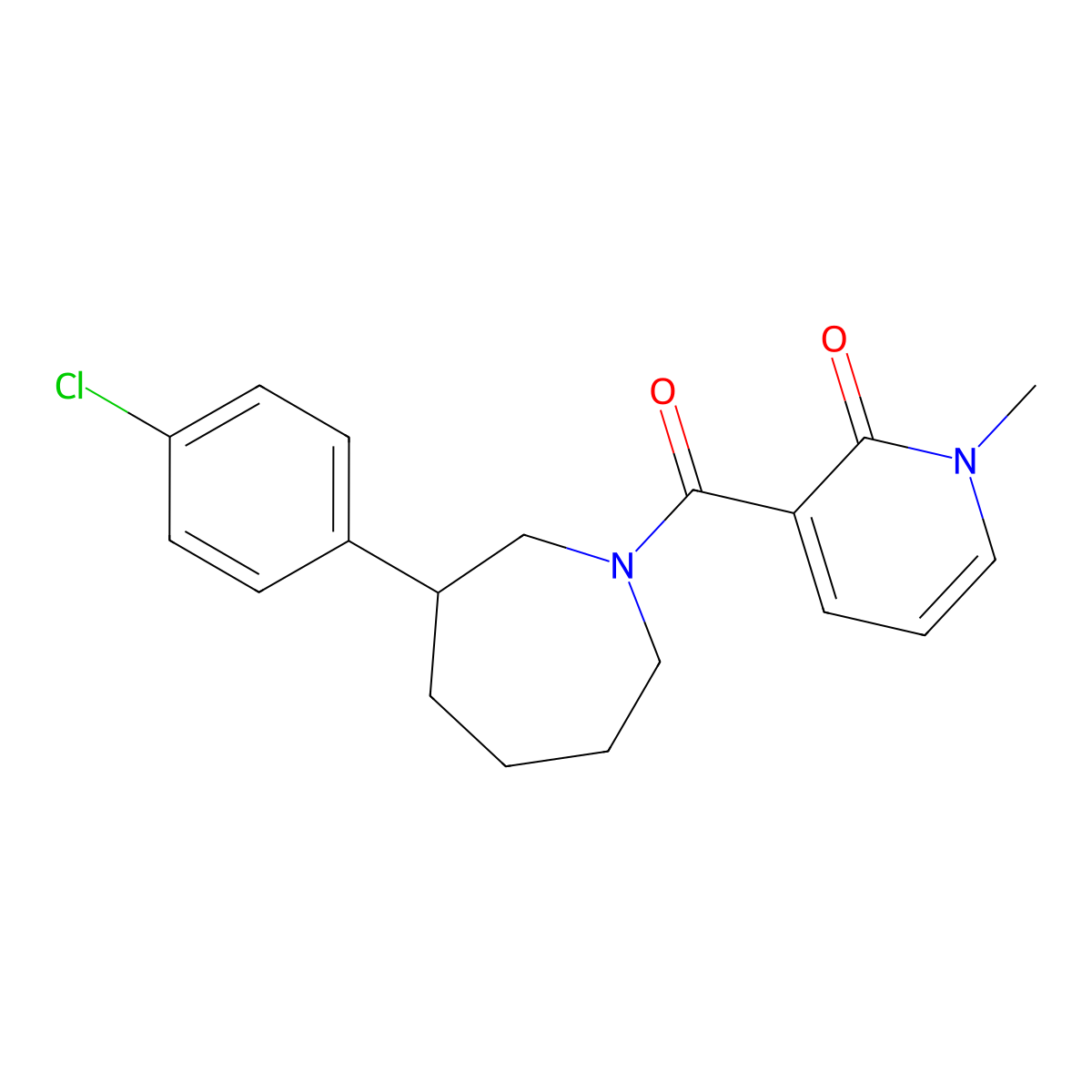 3-(3-(4-chlorophenyl)azepane-1-carbonyl)-1-methylpyridin-2(1H)-one molecular structure, CAS 1797720-25-2