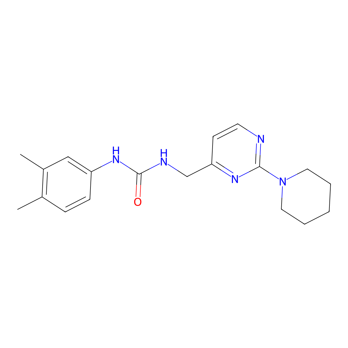 1-(3,4-Dimethylphenyl)-3-{[2-(piperidin-1-yl)pyrimidin-4-yl]methyl}urea molecular structure, CAS 1797720-42-3