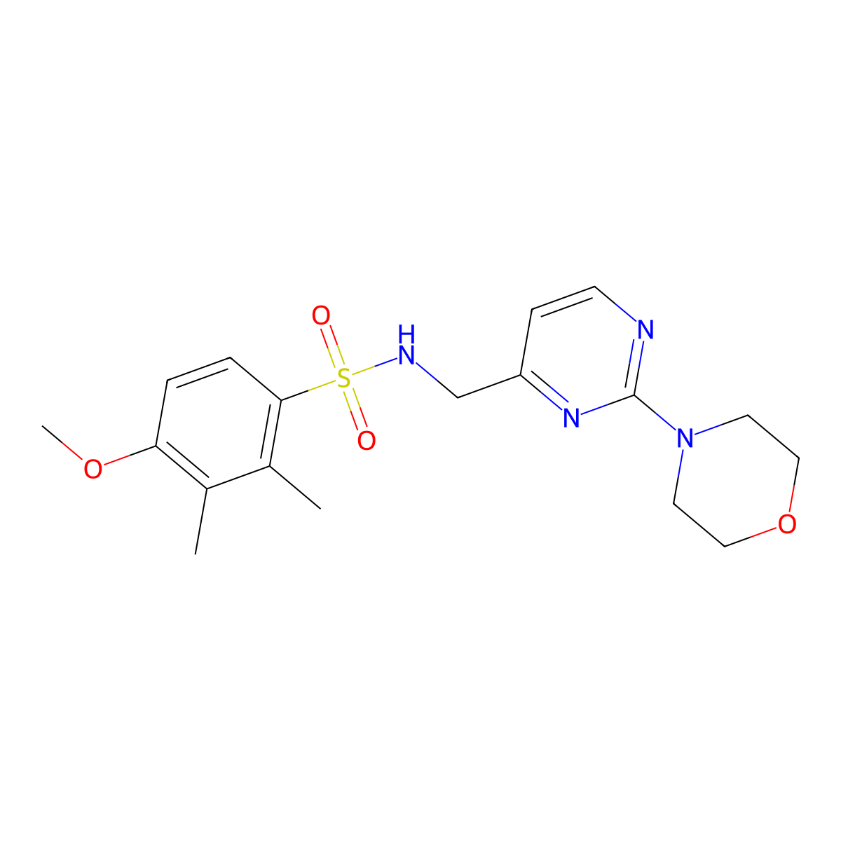 4-methoxy-2,3-dimethyl-N-((2-morpholinopyrimidin-4-yl)methyl)benzenesulfonamide molecular structure, CAS 1797720-52-5