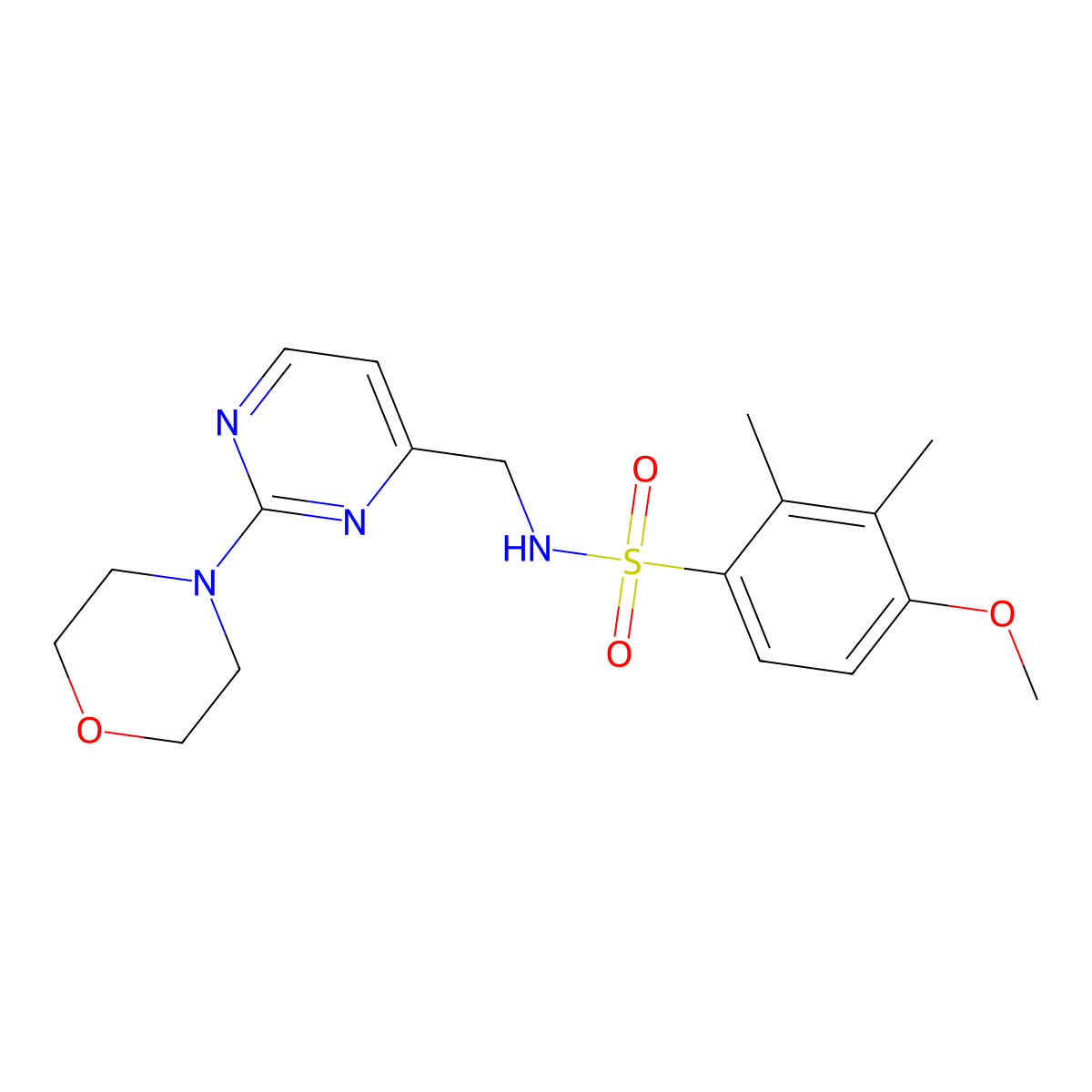 4-methoxy-2,3-dimethyl-N-((2-morpholinopyrimidin-4-yl)methyl)benzenesulfonamide molecular structure, CAS 1797720-52-5