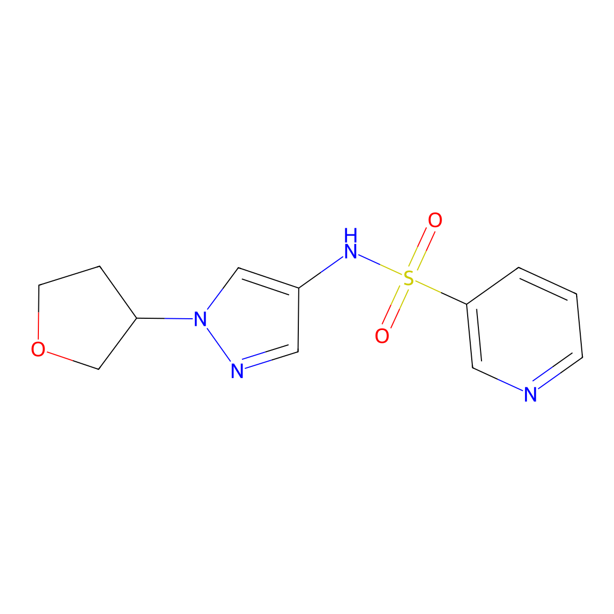 N-(1-(tetrahydrofuran-3-yl)-1H-pyrazol-4-yl)pyridine-3-sulfonamide molecular structure, CAS 1797720-62-7
