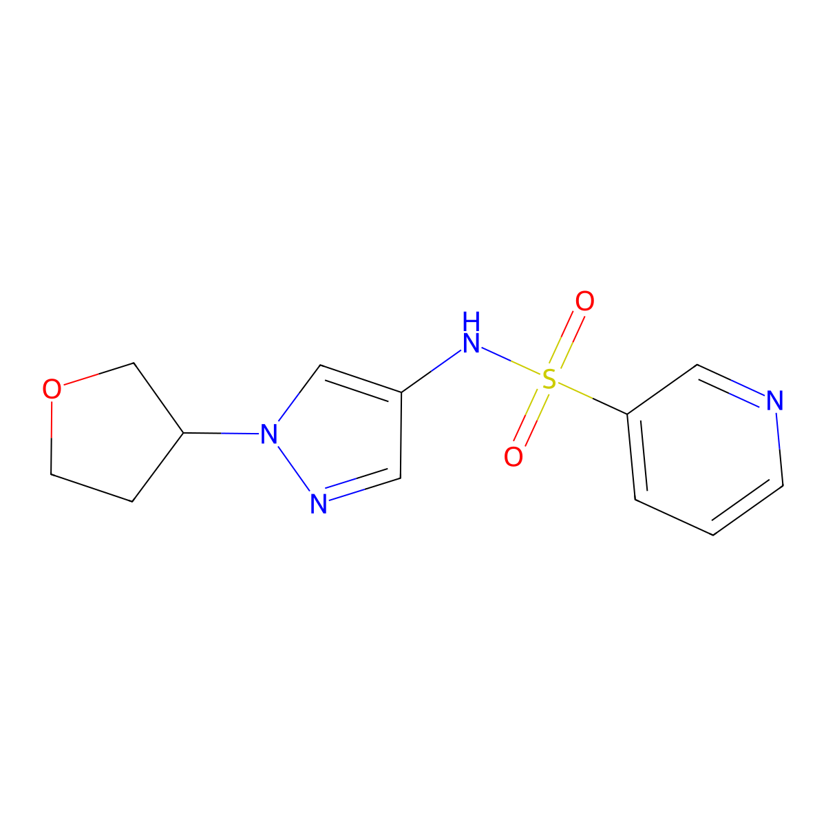 N-(1-(tetrahydrofuran-3-yl)-1H-pyrazol-4-yl)pyridine-3-sulfonamide molecular structure, CAS 1797720-62-7