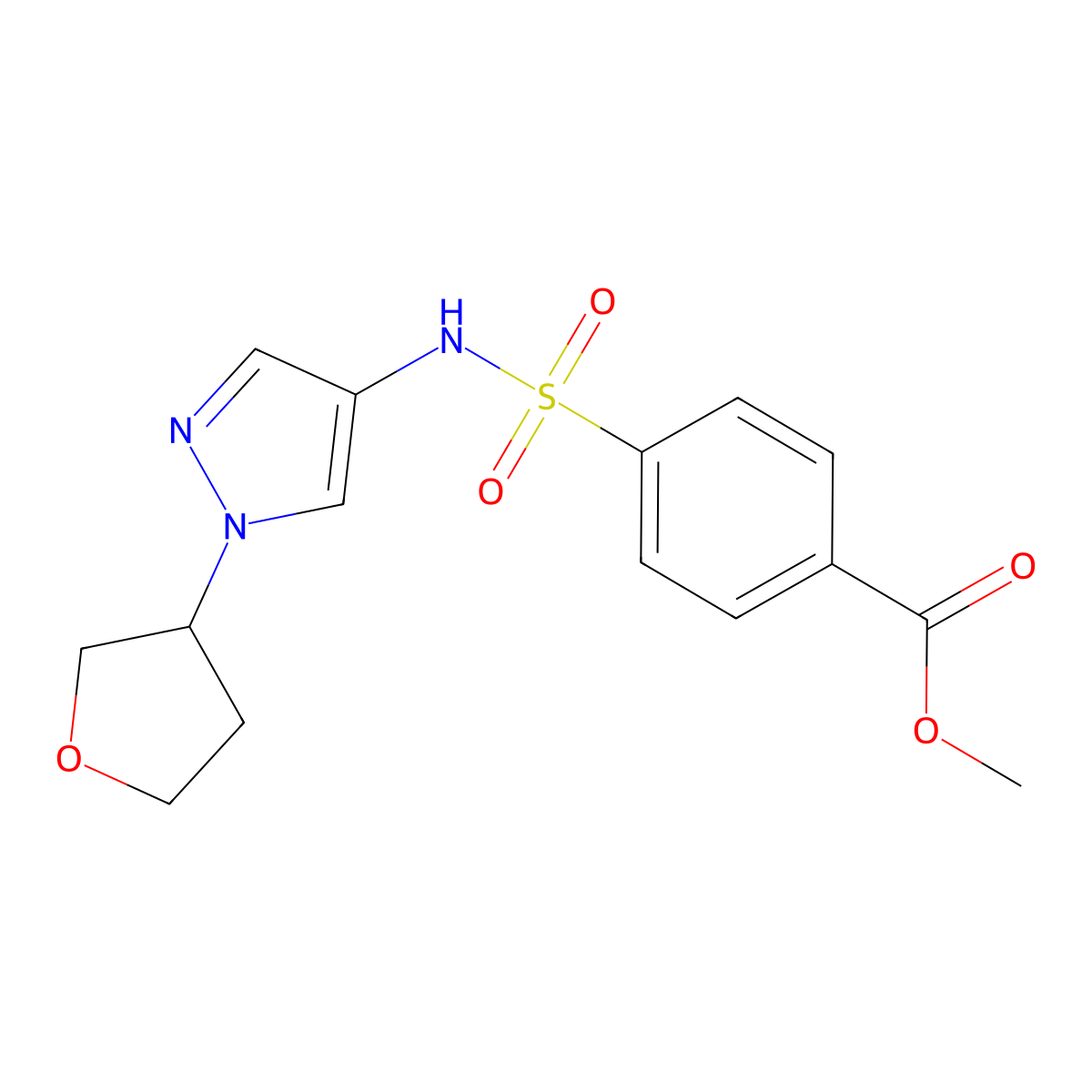 methyl 4-(N-(1-(tetrahydrofuran-3-yl)-1H-pyrazol-4-yl)sulfamoyl)benzoate molecular structure, CAS 1797720-67-2