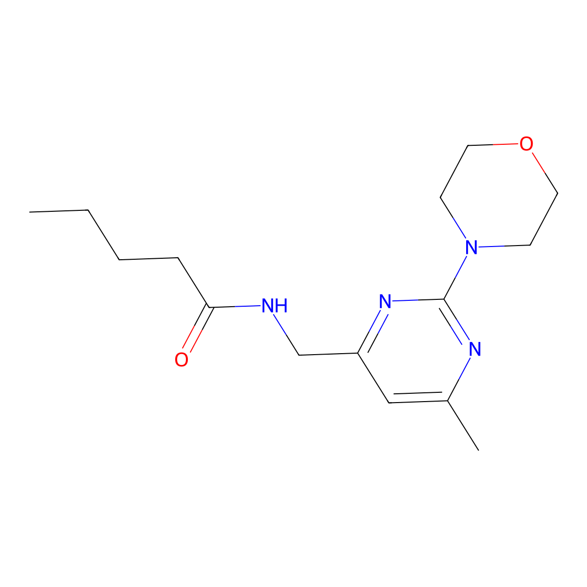 N-((6-methyl-2-morpholinopyrimidin-4-yl)methyl)pentanamide molecular structure, CAS 1797720-71-8