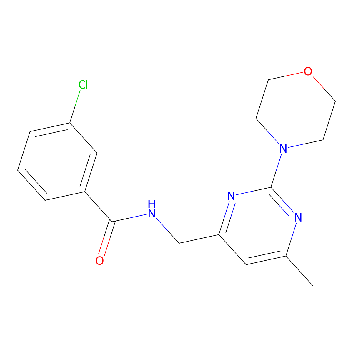 3-chloro-N-((6-methyl-2-morpholinopyrimidin-4-yl)methyl)benzamide molecular structure, CAS 1797720-84-3
