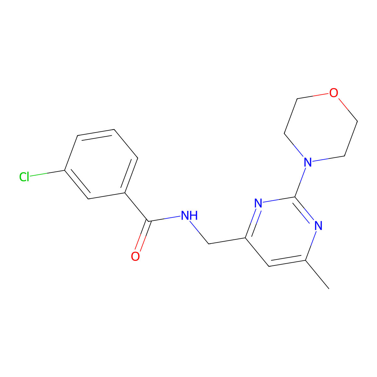 3-chloro-N-((6-methyl-2-morpholinopyrimidin-4-yl)methyl)benzamide molecular structure, CAS 1797720-84-3