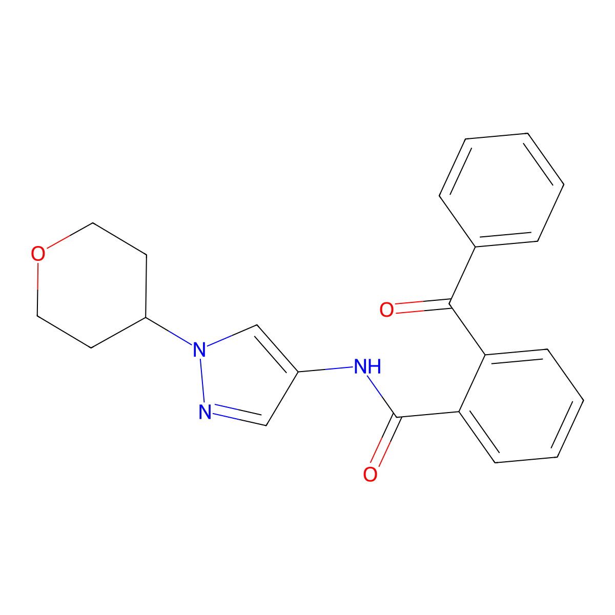 2-benzoyl-N-(1-(tetrahydro-2H-pyran-4-yl)-1H-pyrazol-4-yl)benzamide molecular structure, CAS 1797720-99-0