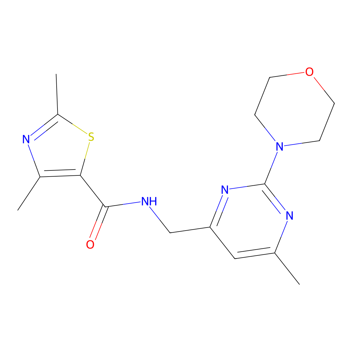 2,4-dimethyl-N-((6-methyl-2-morpholinopyrimidin-4-yl)methyl)thiazole-5-carboxamide molecular structure, CAS 1797721-00-6