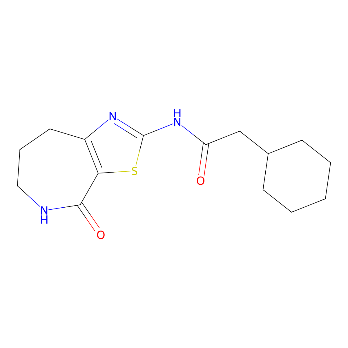 2-cyclohexyl-N-(4-oxo-5,6,7,8-tetrahydro-4H-thiazolo[5,4-c]azepin-2-yl)acetamide molecular structure, CAS 1797721-05-1