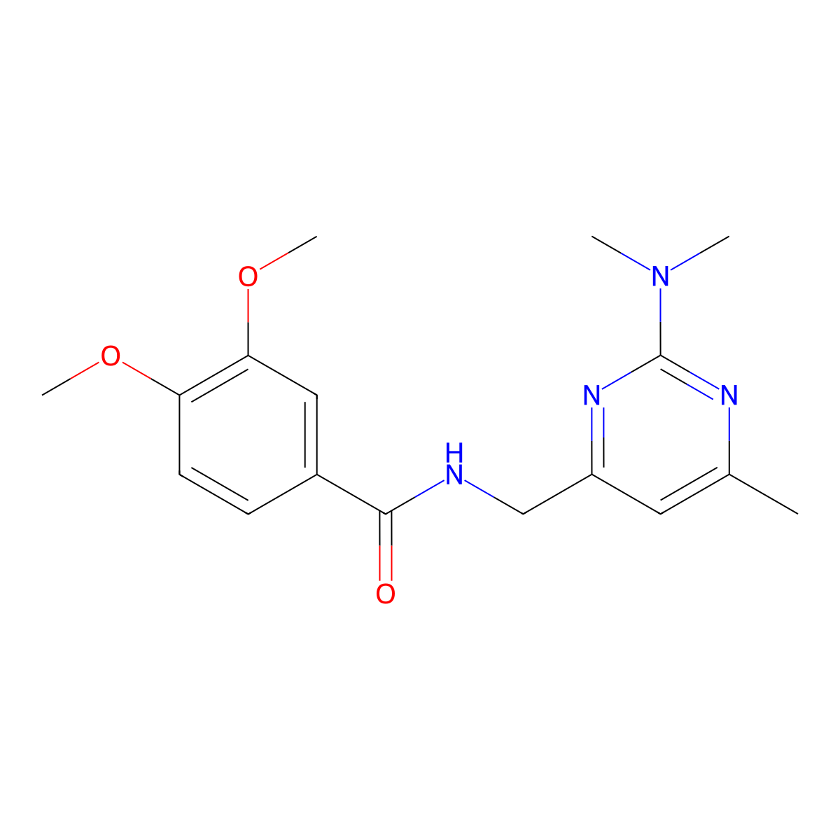 N-{[2-(dimethylamino)-6-methylpyrimidin-4-yl]methyl}-3,4-dimethoxybenzamide molecular structure, CAS 1797721-19-7