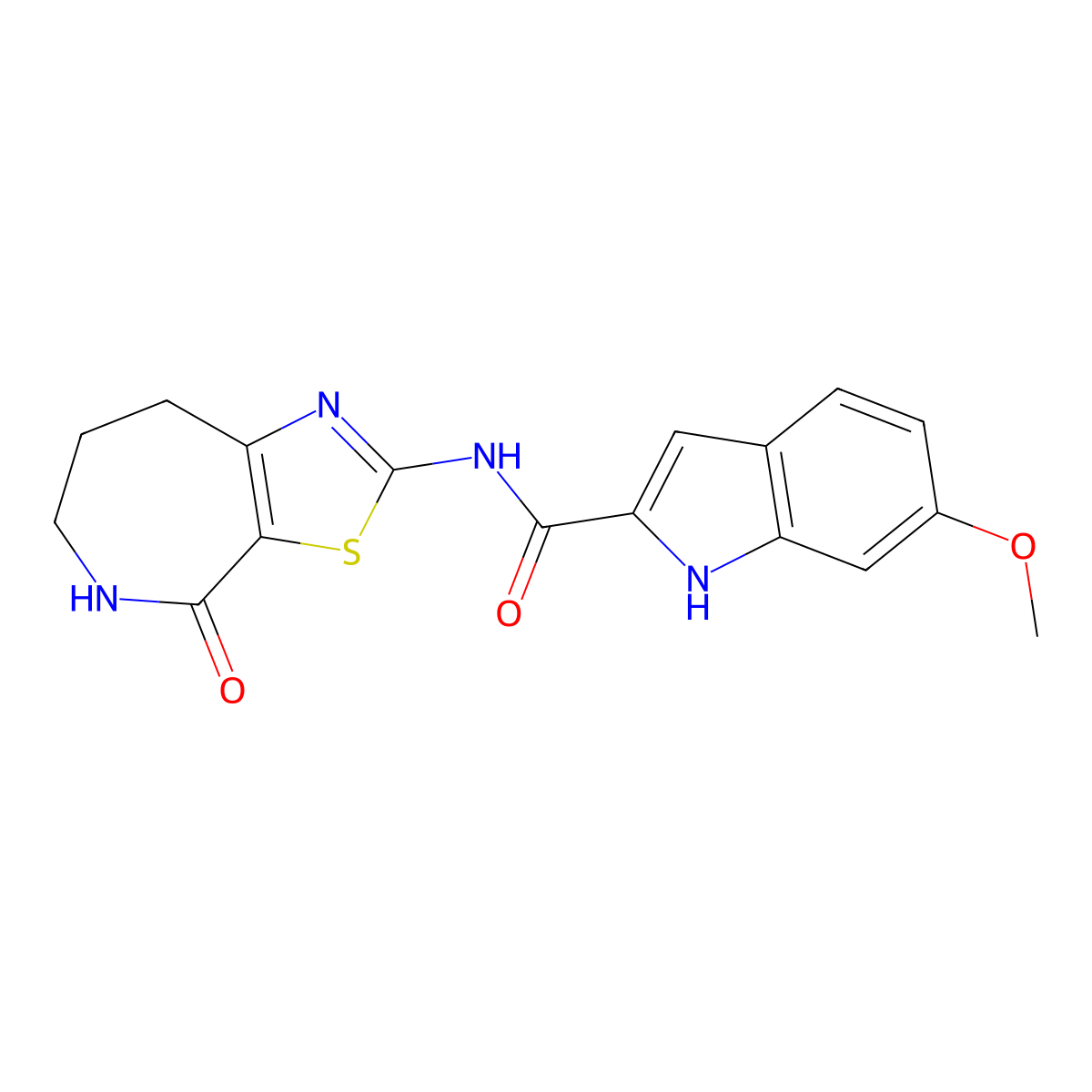 6-methoxy-N-(4-oxo-5,6,7,8-tetrahydro-4H-thiazolo[5,4-c]azepin-2-yl)-1H-indole-2-carboxamide molecular structure, CAS 1797721-47-1